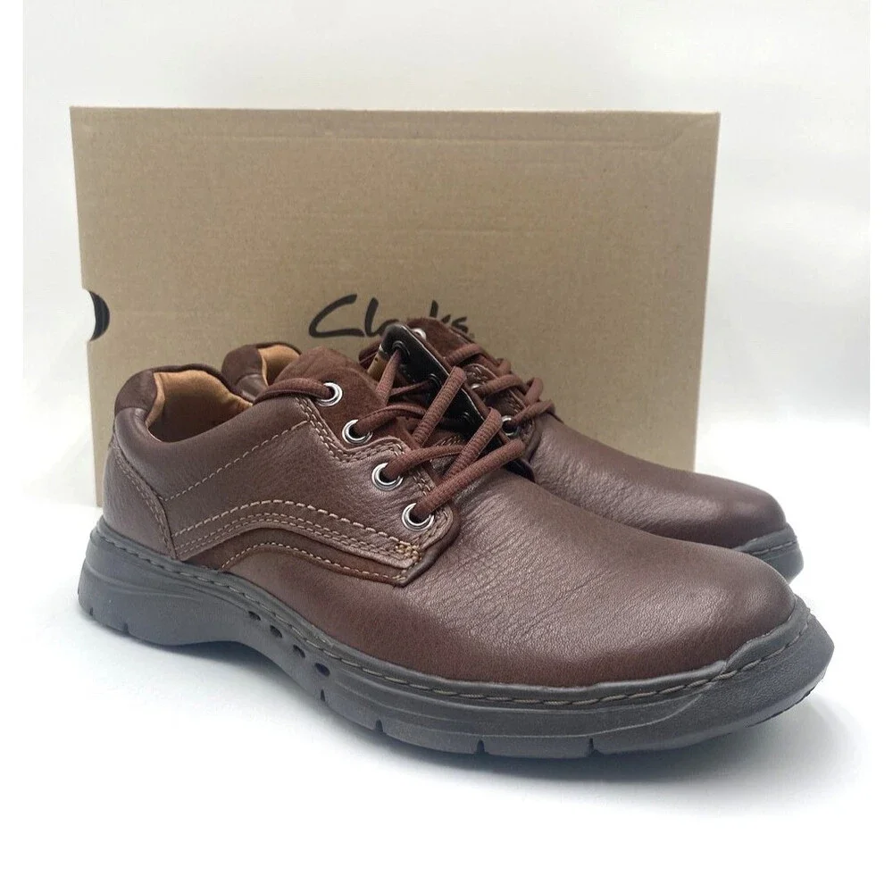 Clark's UNBRAWLEYPACE MAHOGANY Leather Men's NEW Dress Shoes Brown Multi Sizes